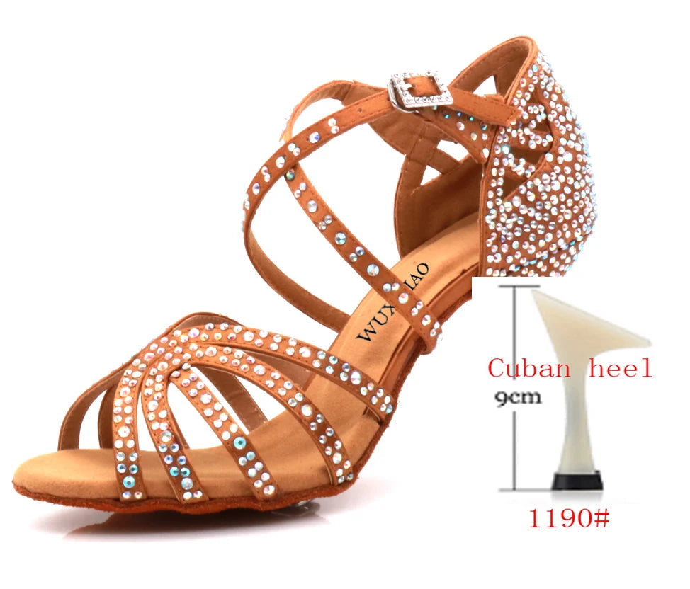 WUXIJIAO Jazz shoes Latin dance shoes female Latin Salsa girl casual shoes silver bronze skin