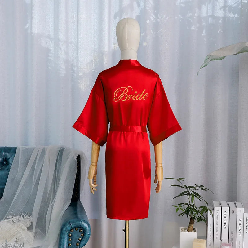 Kimono Robe Bride Bridesmaid Wedding Bathrobe Casual Women Sleepwear Nightgown Embroidery Letter Home Clothing Lingerie