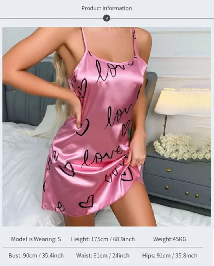 Women Sexy Sleeveless Nightdress Satin Chemise Lingerie Sleepwear Night Dress Cami Slip Dress Nightwear Nightgowns