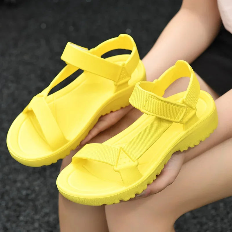Sandals Woman Summer 2025 New Fashion Platform Sport Casual Flat Sandals Non-slip Outdoor Beach Sandalias Chaussure Femme