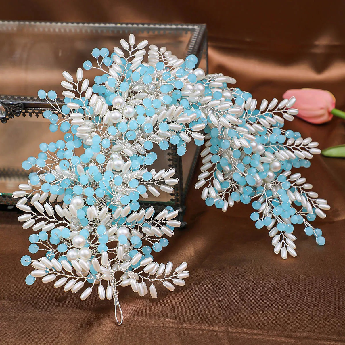 Bridal Wedding Headbands for Women imitation Pearls Handmade Tiaras Hair bands Jewelry Fashion Accessories Prom Pageant