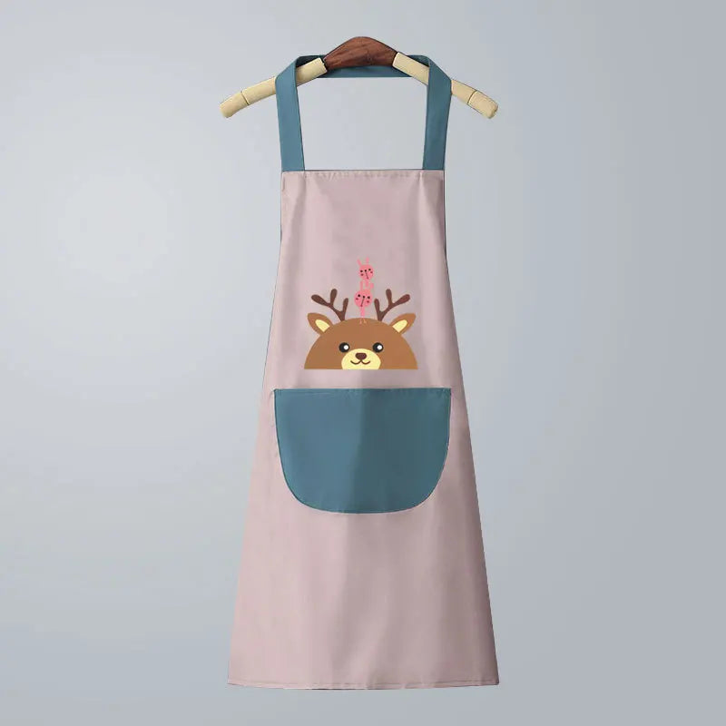 Cute Kitchen Apron for Women Waterproof and Oil Proof with Hand-Wiping Cover Wholesale