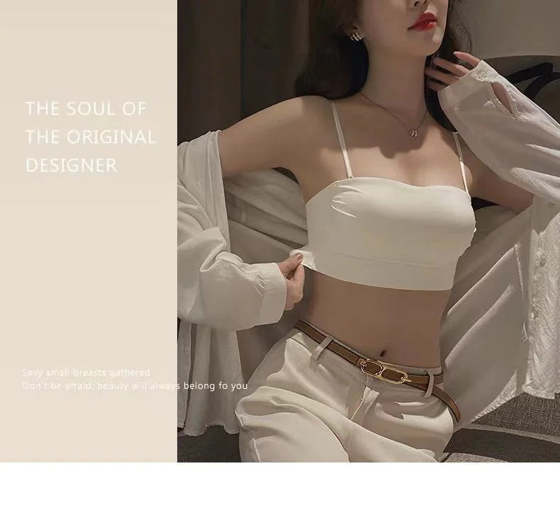 Bra Underwear For Women With anti Stray Light Wrap, Thin Shoulder Straps, Thin Back Vest, Sexy Bra, All In One For External Wear