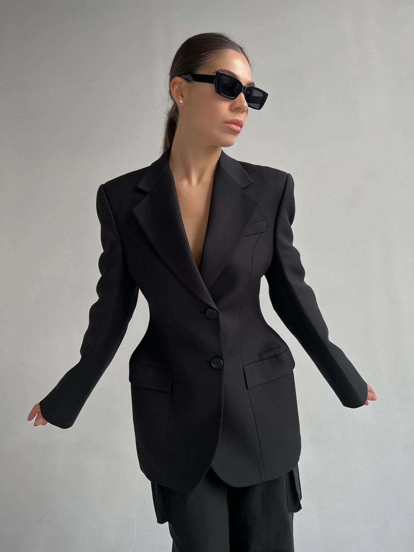 Blubelle Blazer Women Autumn Winter Slim Waist Chic Blazer Coats Office Ladies Double Breasted Fashion Jacket Women Clothing