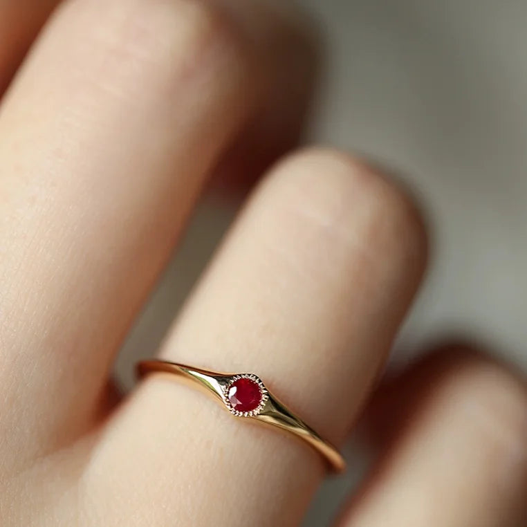 Classic Art Ruby rings for women Slim Stacked Style Light Luxury Retro fine Red Ring Suitable for Daily Wearing Jewelry Gifts