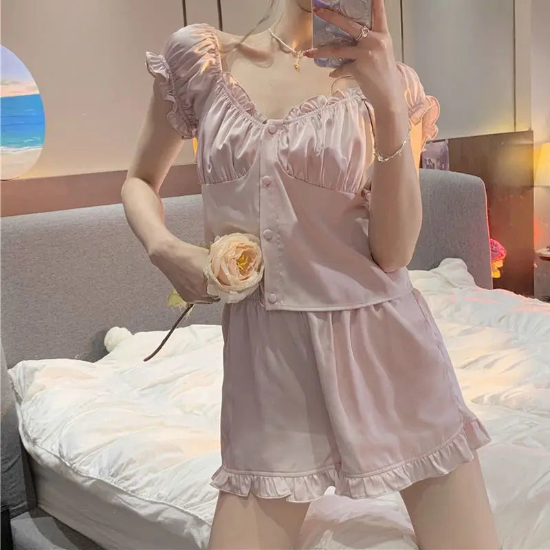 Sleepwear Women Nightwear Women's Sweet New Summer Long-sleeved Sexy Lace Home Clothes Night Gown Sleep Dress