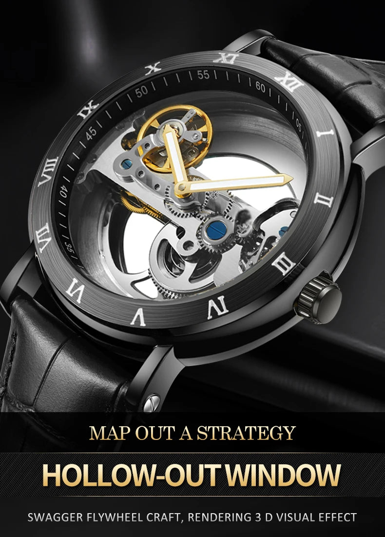 Mechanical Wristwatches Watches for Man Watches Golden Bridge Skeleton Automatic Mechanical Mens Watch reloj hombre montre homme