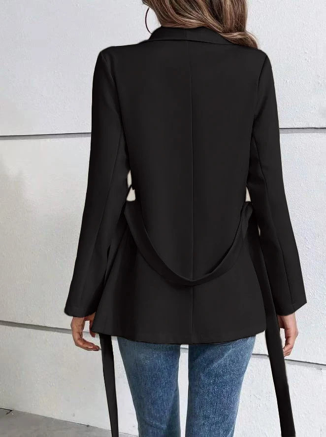 Blazer Woman 2025 Spring Autumn New Korean Fashion Long Sleeved Lace Up Blazers Coats Casual Loose Women's Office Blazer Tops