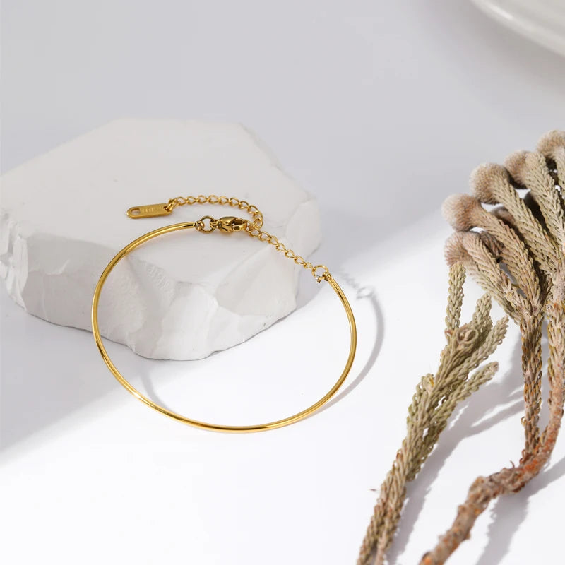 Bohemian Geometric Bangles for Women Gold Plated Stainless Steel Fashion Design Do Not Fade Bangle Bracelets Jewelry Gifts