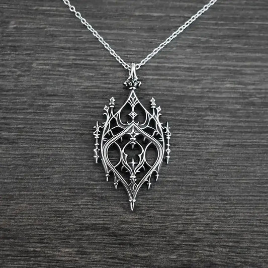 Old Castle Necklace, Gothic jewelry, Pagan, Alternative accessories, Hollow Castle, Retro, Witch, Punk, Magic School, Women Man