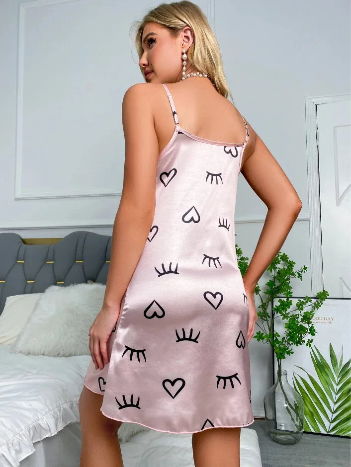 Women Sexy Sleeveless Nightdress Satin Chemise Lingerie Sleepwear Night Dress Cami Slip Dress Nightwear Nightgowns