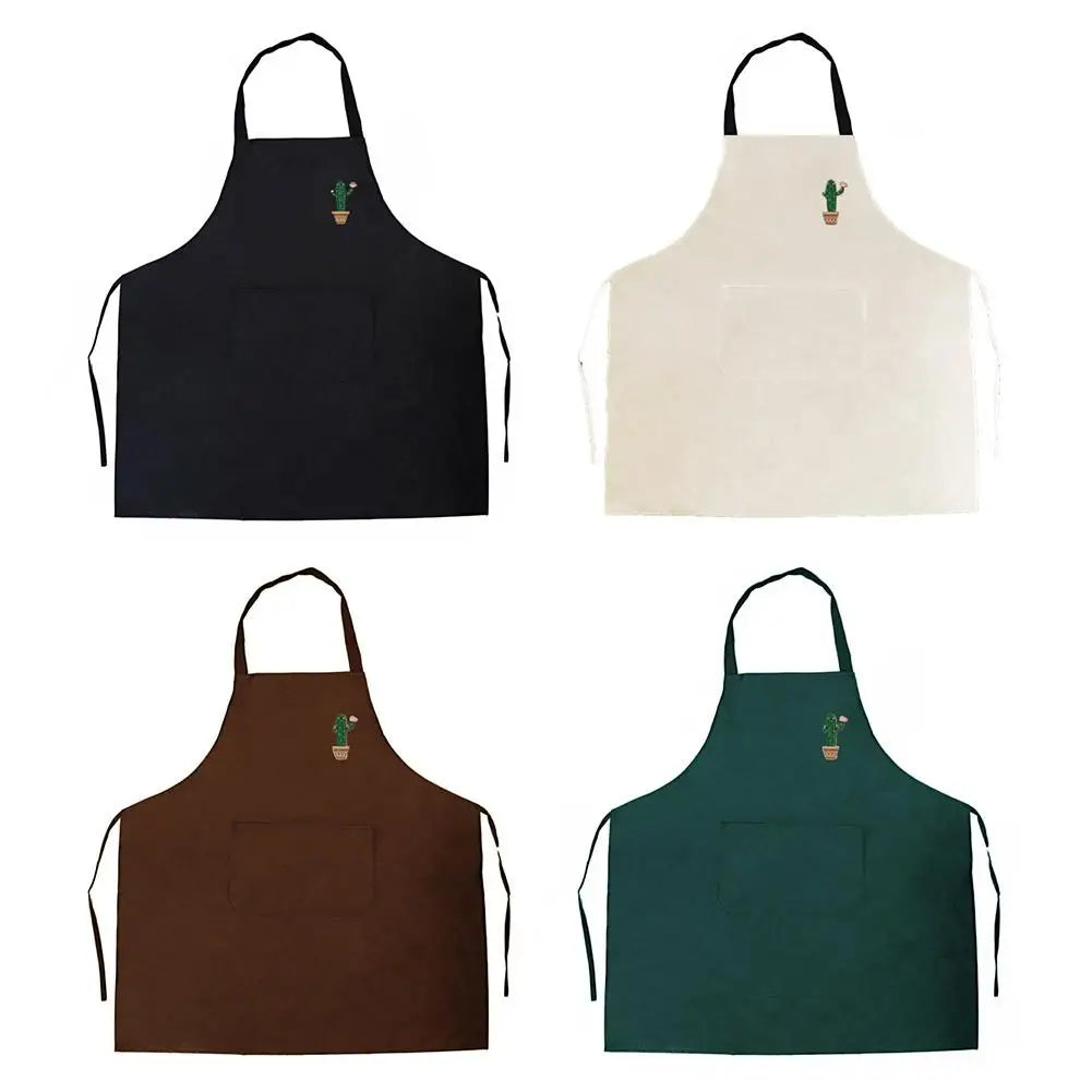 Kitchen Cooking Apron Unisex Household Solid Color Chef Waiter Barbecue Hairdresser Adult Pocket Apron Kitchen Supplies Tool