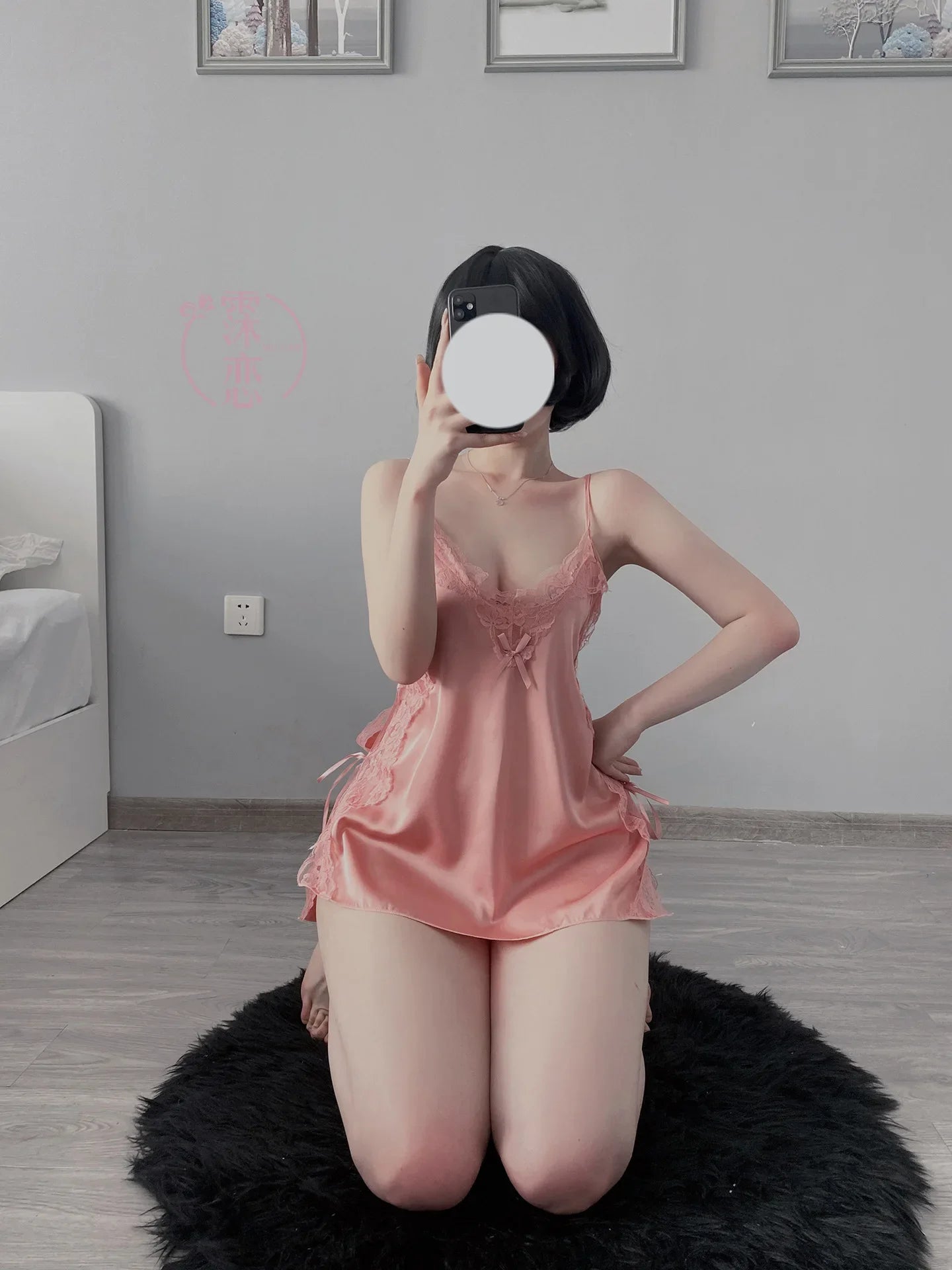 Satin Nightgown Lady Sexy Bowknot Lace Lingerie Spaghetti Strap Night Dress For Women Nighties Sleeveless Sleepwear Nightwear