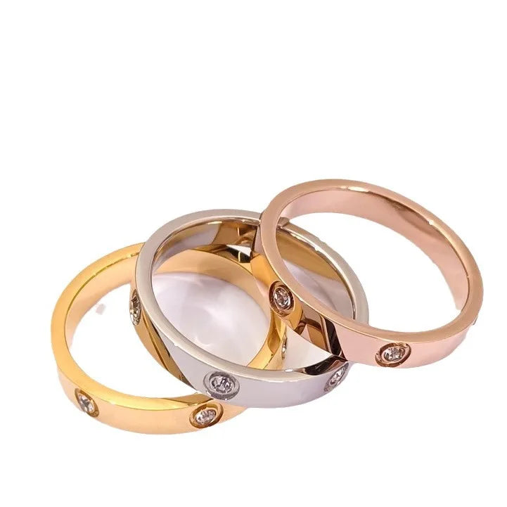 Ring for women 2025 luxury Titanium steel ring with sparking rhinestone designer jewelry Couple rings