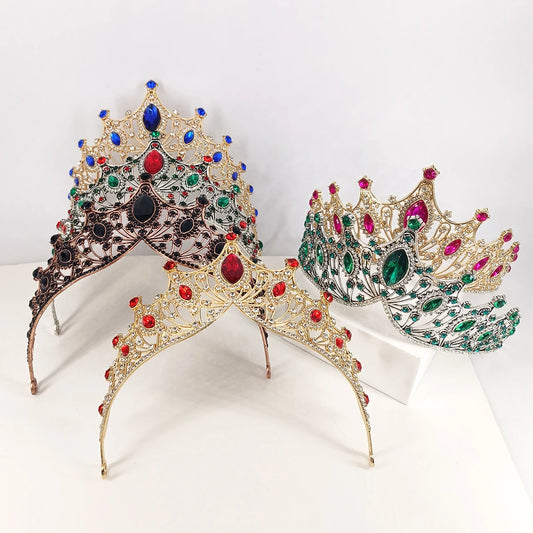 Bridal Headwear Colourful Women's Ballroom Crown Baroque Crystal Tiaras And Crowns Bridal Wedding Hair Accessories Jewelry