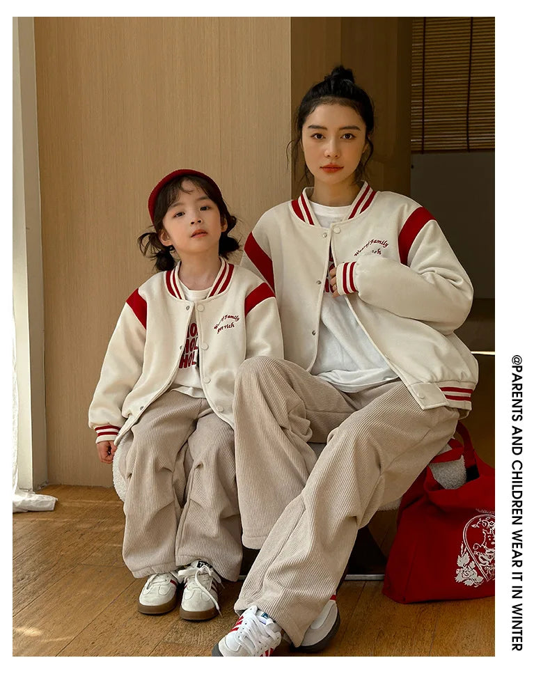 Winter Jacket for The Whole Family Warm Thick Coat Fashion Korean Father Mother and Daughter Son Children Long Sleeve Outerwear