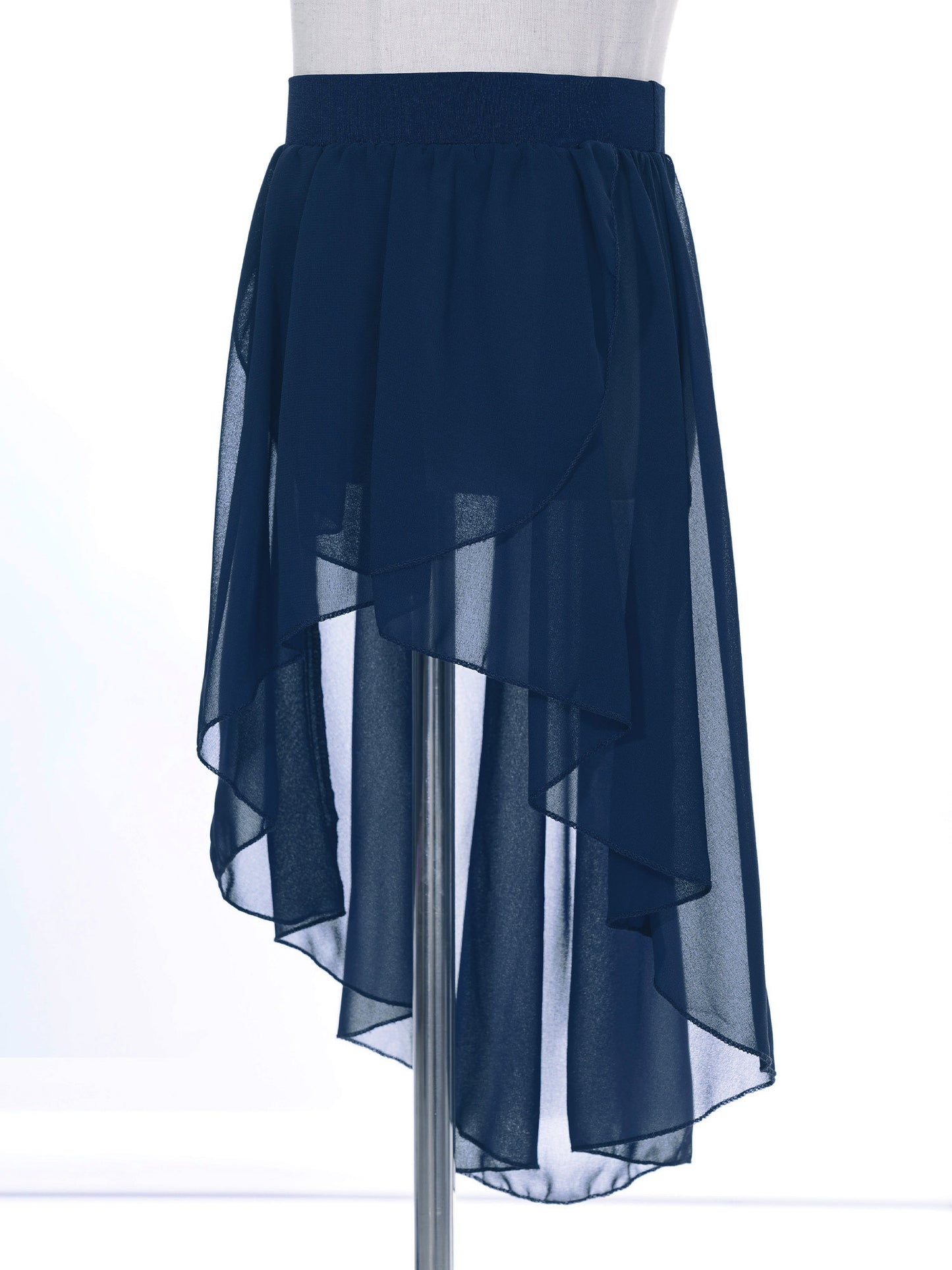 Girls Skirts High-Low Chiffon Skirt for Girl Elastic Waistband Ballet Modern Lyrical Dance Leotards Wrap Skirt Child Dancewear