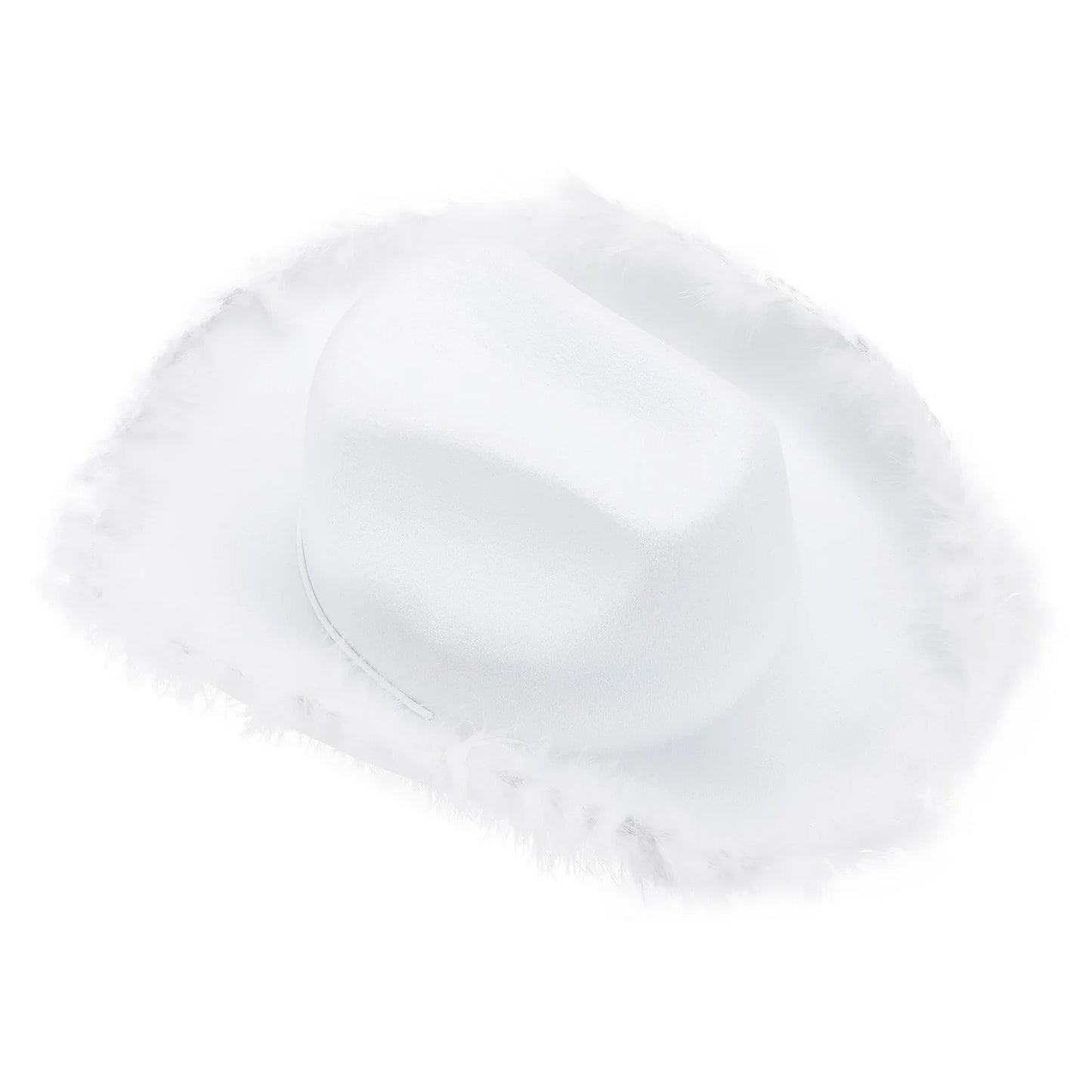 Women's Cowboy Hat, Adult Solid Color Furry Trim Wide Brim Hat Female Cap for Dating Party
