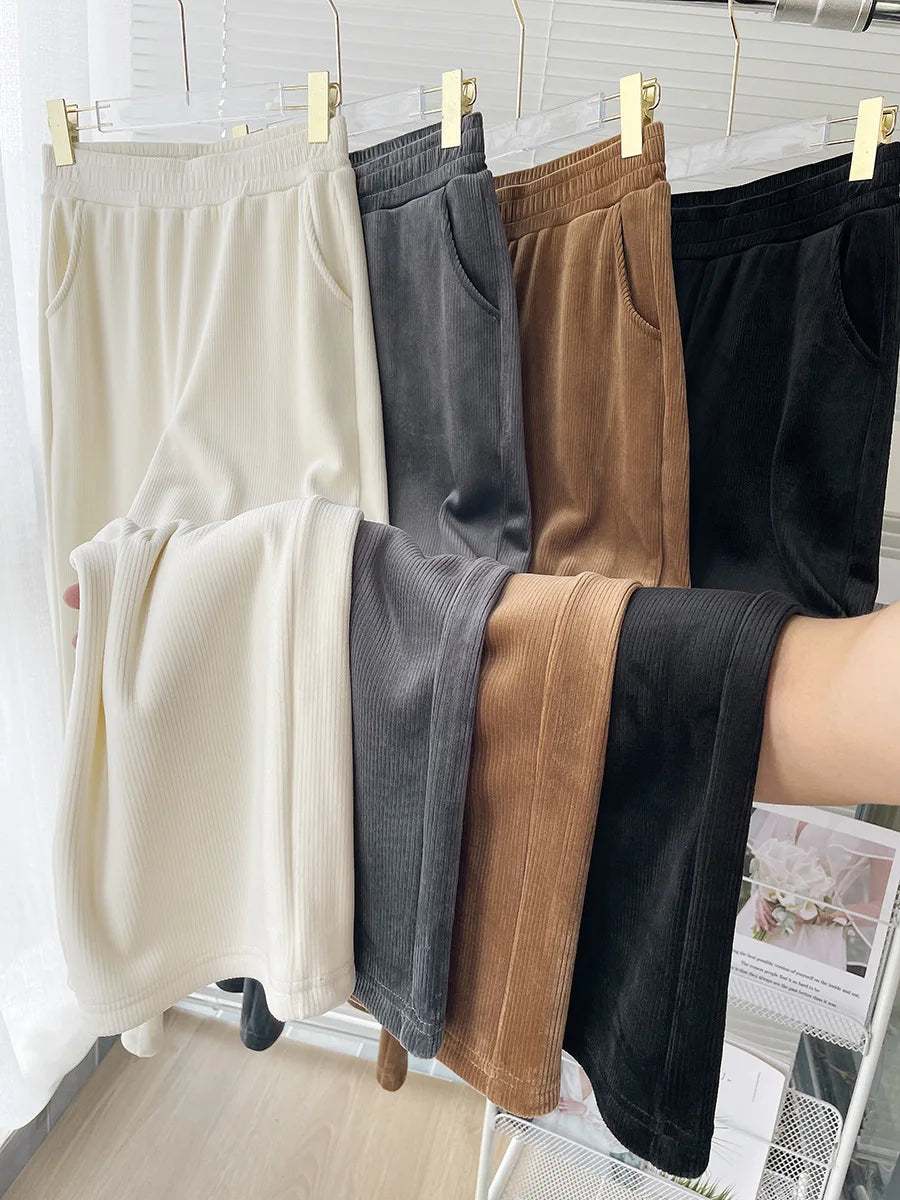 Wide-leg Trousers Women Autumn Winter 2025 New High Waist Draping Straight Tube Casual Versatility Floor Straight leg pants