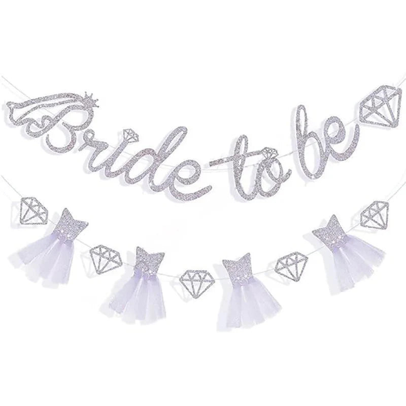 1set Rose Gold Glitter Bride to Be Banner Engagement Wedding Bridal Shower Bunting Garland Decor Bachelorette Hen Party Supplies