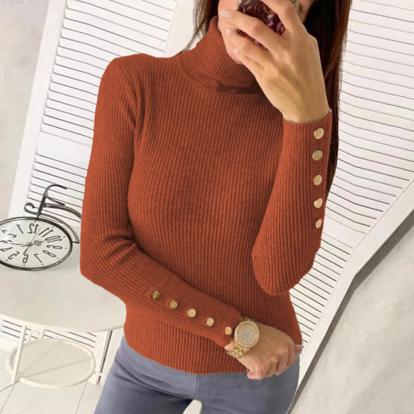 Elegant Sweaters Woman Sueter Negro Sueter Feminino Women's Autumn High Neck Pullover Knitted Sweater New  Tops Mujeres Juvenil