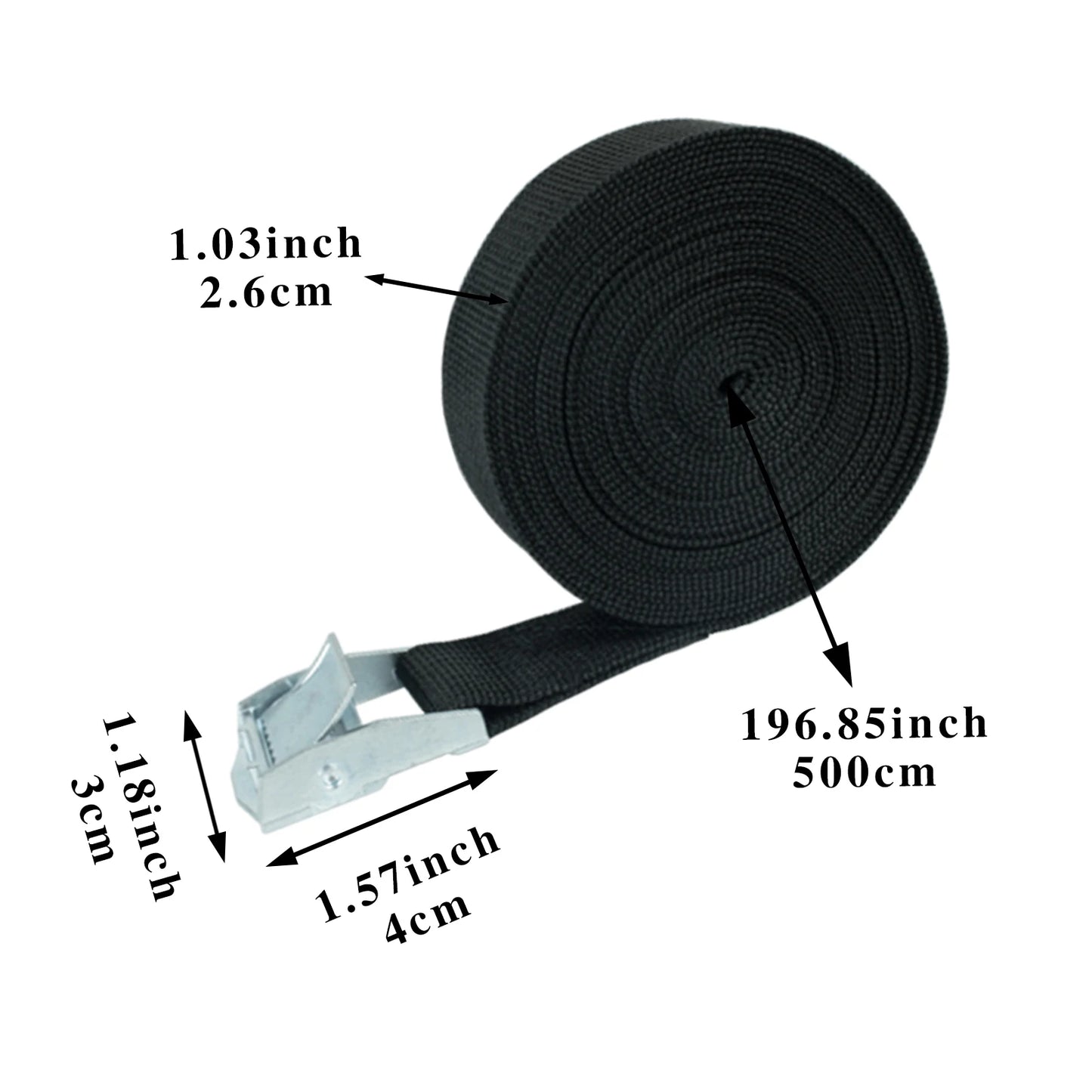 10-Pack 2.6cm*5m Rope Strong Ratchet Belt Black Buckle Tie-Down Belt Cargo Straps for Car Motorcycle Bike Metal Buckle
