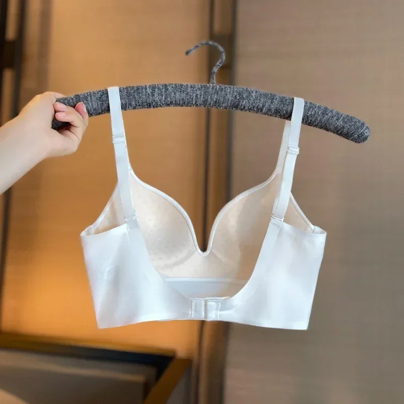 Women's Backless Bra Sexy Invisible Bralette Lace Wedding Bras Low Back Underwear Push Up Brassiere Seamless Lingerie Corset Bra
