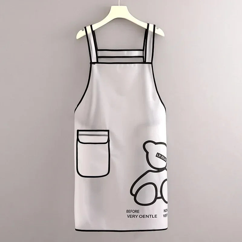Kitchen Waterproof Apron Transparent Ladies Men Home Aprons Wipeable Oil Resistant Baking Accessories BBQ Restaurant Cafe Aprons