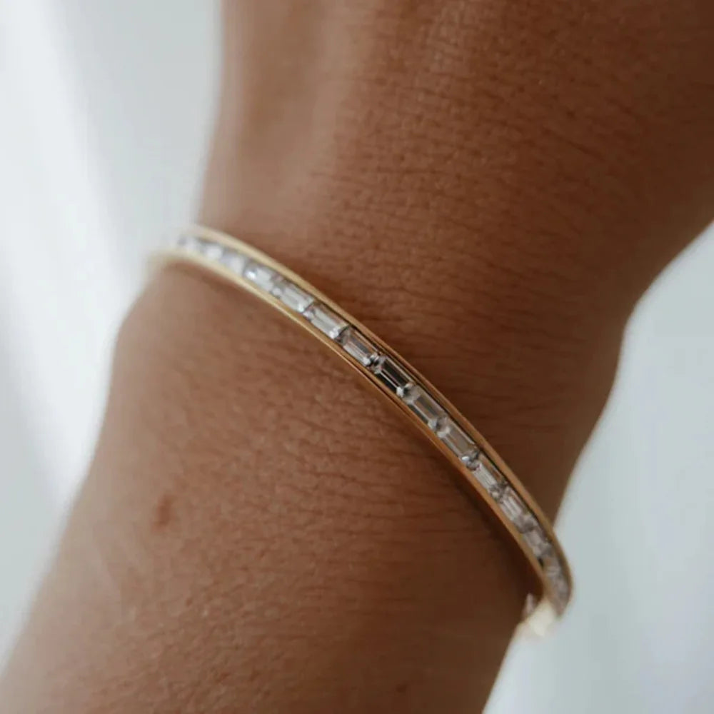 Fashion Punk Cuff Bangles For Women Dainty Zircon Inlaid Bohemia Indian Bracelets & Bangles Women's Female Cute Ladies Jewelry