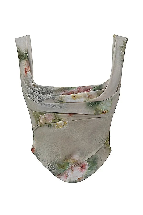 Floral Print Two Piece Dress Set For Women Outfits New In Matching Sets Corset Tops And High Waist Long Skirt Summer 2024