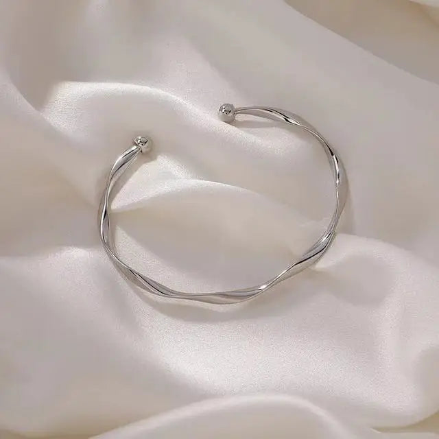 Luxury Sliver Bangles for Women Mobius Twisted Bangles Simple Bangle Wedding Party Jewelry Accessories Браслеты На Руку Женские