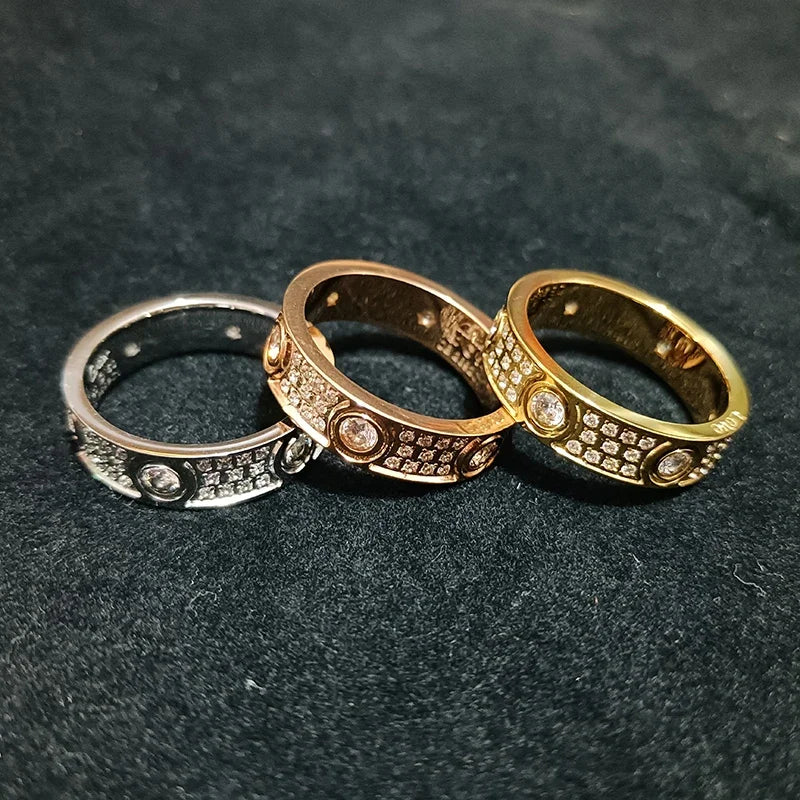 Ring for women 2025 luxury Titanium steel ring with sparking rhinestone designer jewelry Couple rings