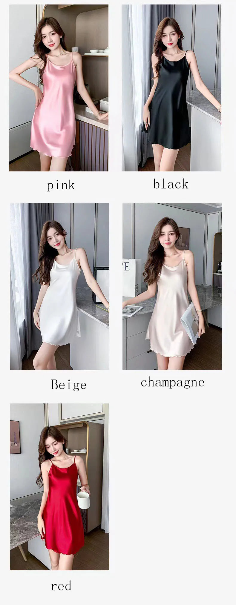 Women Silk Nightgowns Sexy Sleepwear Sleeping Dress Summer Pijamas Backless Slip dress lounge-wear Night Dress Ladies Sleepwear