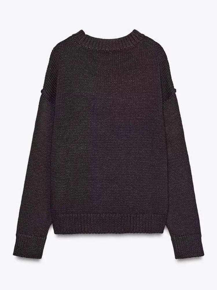 Women Sweater Pullover 2025 Autumn Winter New Fashion O-Neck Long Sleeves Women Sweater Pullover Elegant Hight Street Top