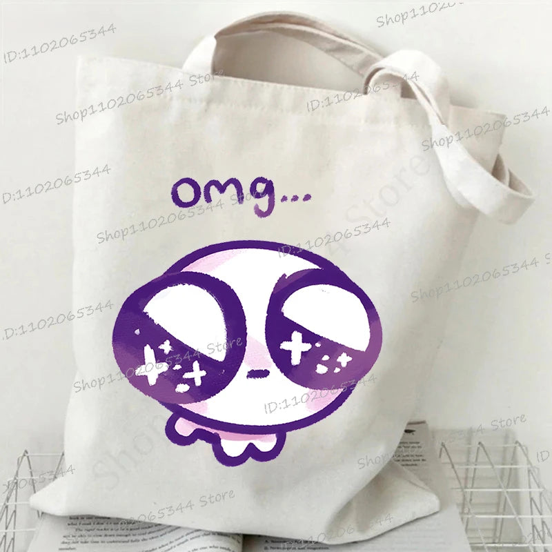 Women's Handbags Meme Cat Funny Canvas Shopping Bags Cartoon Animal Shoulder Bag Folding Reusable Tote Bags For Women Men