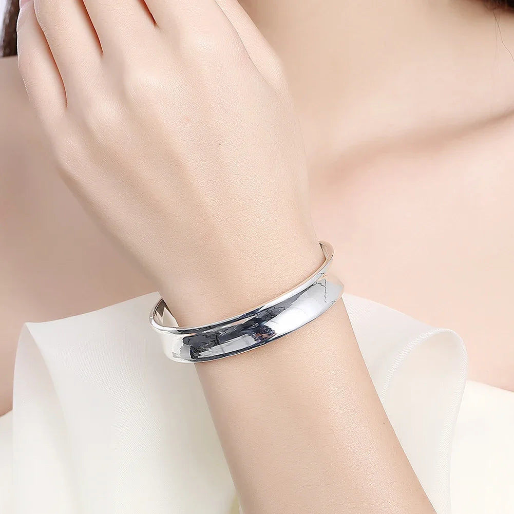 925 sterling Silver elegant bangle Bracelets for Women adjustable Fashion Party Wedding Accessories Jewelry Christmas Gifts
