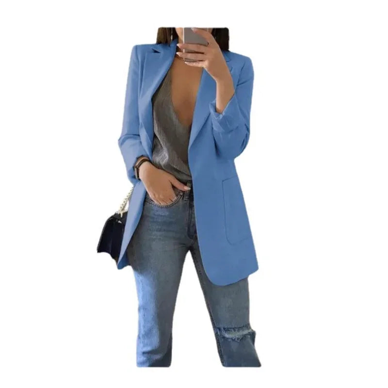 Blazer Women 2025 New Ladies Professional Office Lapel Cardigan Temperament ropa mujer Suit Jacket Casual Lady coat Solid coats