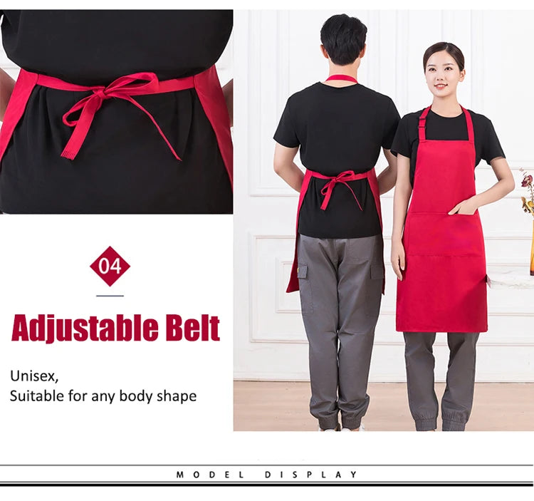 Women's Kitchen Apron for Woman Men Chef Work Apron for Grill Restaurant Bar Cafes Beauty Nails Studios Cleaning Smock