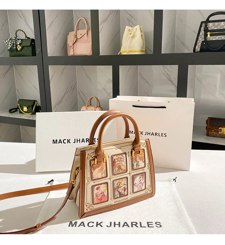 Women's handbag with high-end contrasting colors, carrying mother's bag 2024 new retro designer single shoulder crossbody bag