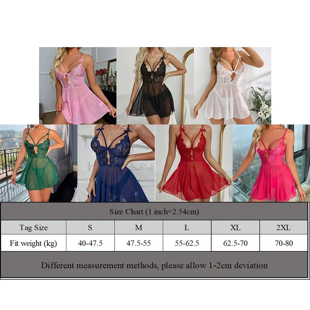 Sexy Lingerie Women Nightgown G-string Pajama Lace Night Dress Costume Underwear