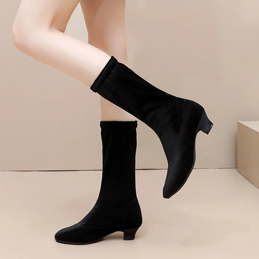 Dance Boots Soft Sole Women's Outdoor Mongolian Ballroom Latin Dance Boots Spring Autumn Jazz Ballet Shoes Outdoor Heels Pumps