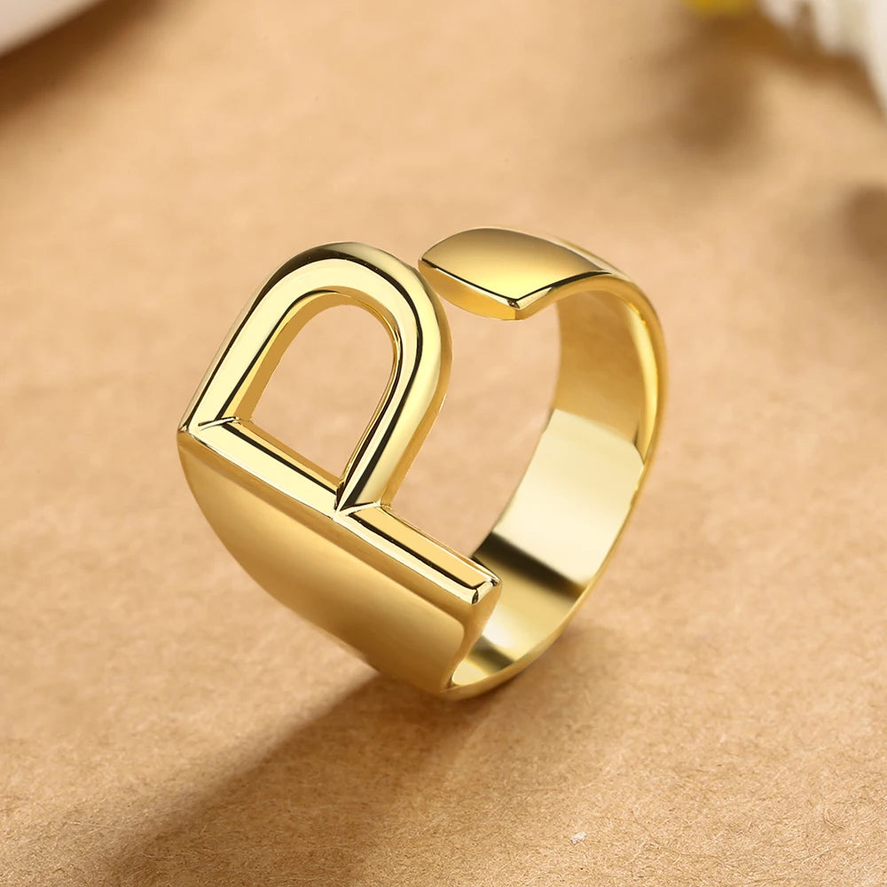 26 English Letters 925 Silver Ring Joint Fashion Personality Retro Index Finger Ring Opening 18K Gold Ring