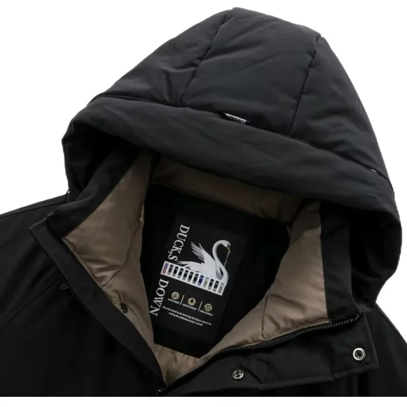 Winter Down Jacket for Men 2025 New Loose Big and Tall Hooded Coat Warm White Duck Down Father Outdoor Jacket for Male