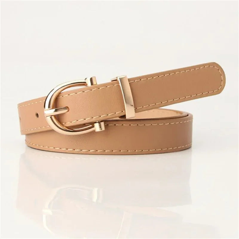 Women Belts New PU Leather Simple Metal Buckle Belt Girls Dress Jean Pants Waistband Belts for Lady Luxury Designer Brand