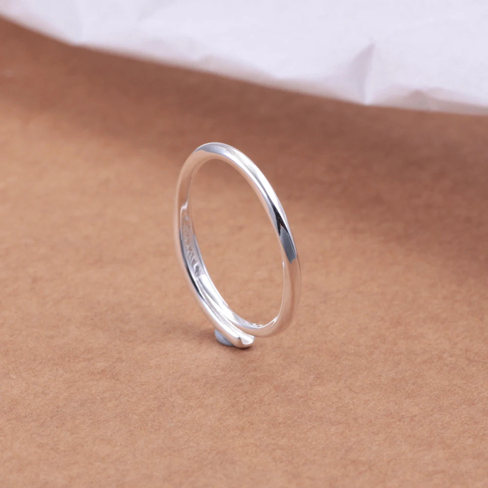 HOT 925 Sterling Silver Fine Plain Ring With Simple Opening Trendy And High-end Fashion Suitable For Women And Men's Jewelry