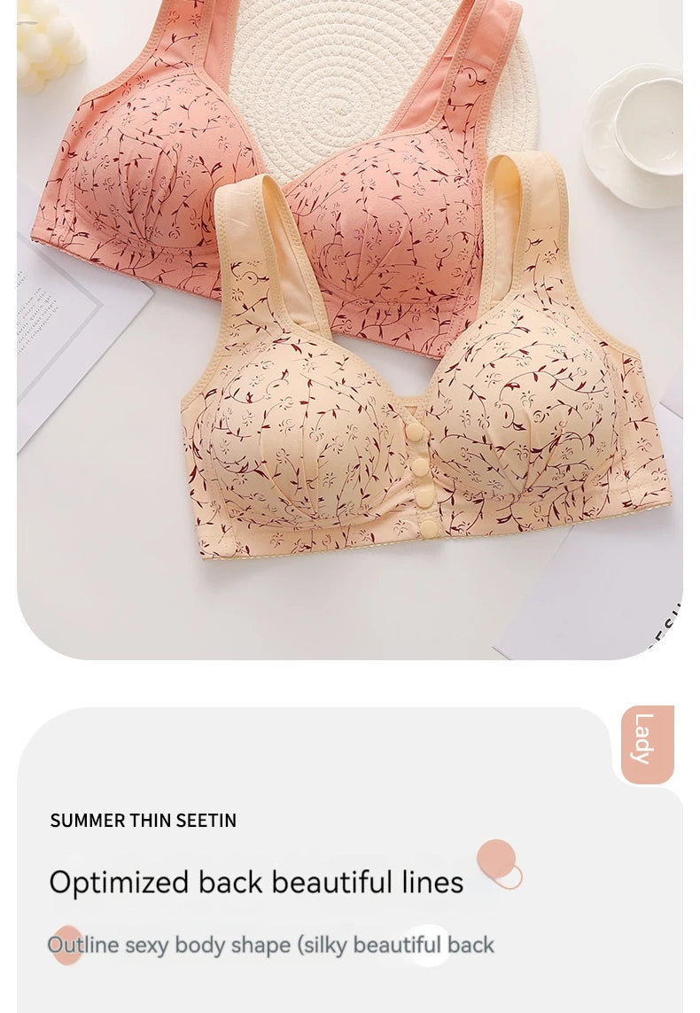 New Style Front-Buckled Mother's Bra For Women Large Size Thin Version No Steel Circle Vest-Style Bra Cover