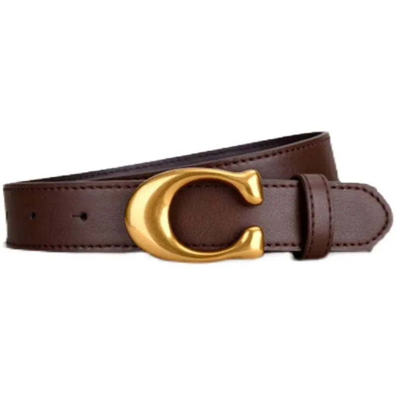 Women's belts are fashionable and versatile, jeans are decorated with belts, women's ins style, black cowhide trouser belts, sim