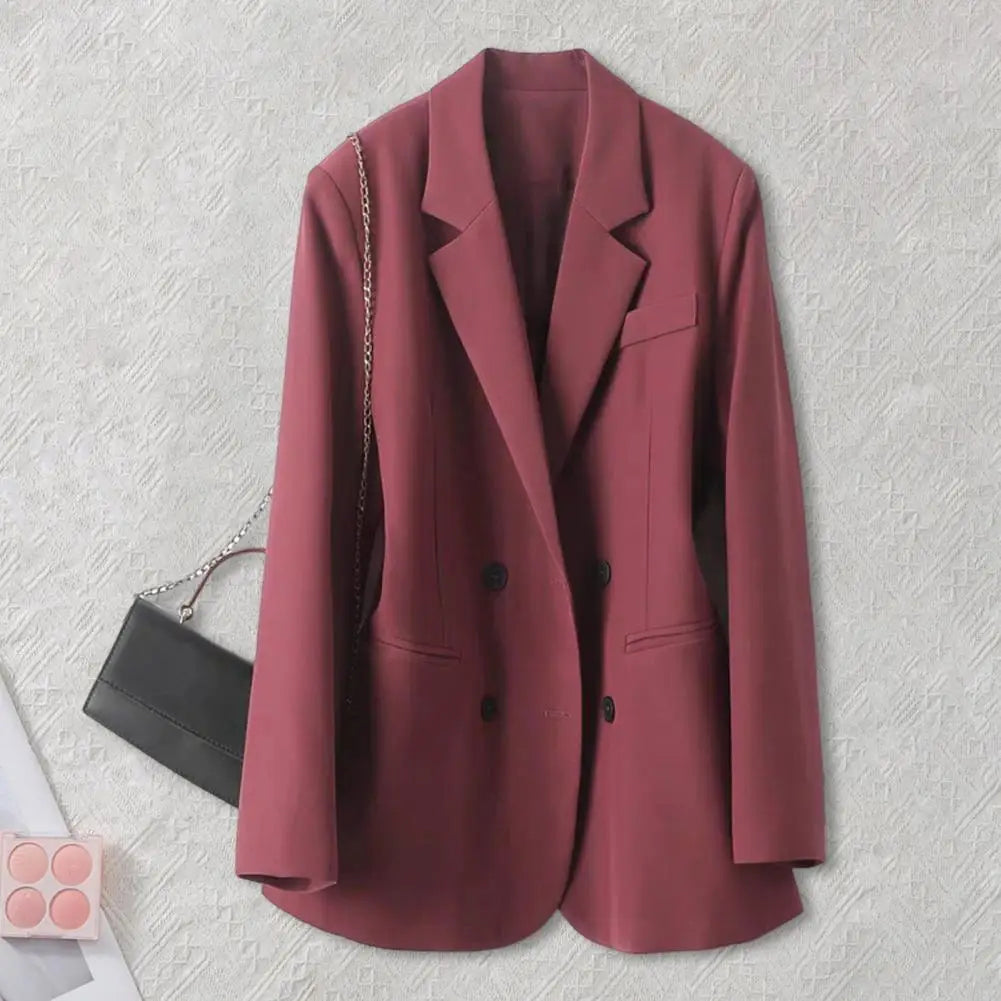Women Suit Coat Women Suit Coat Elegant Lapel Double Breasted Suit Jacket for Women Stylish Office Lady Coat with Pockets Solid