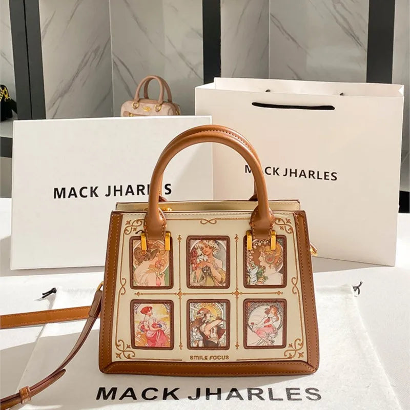 Women's handbag with high-end contrasting colors, carrying mother's bag 2024 new retro designer single shoulder crossbody bag