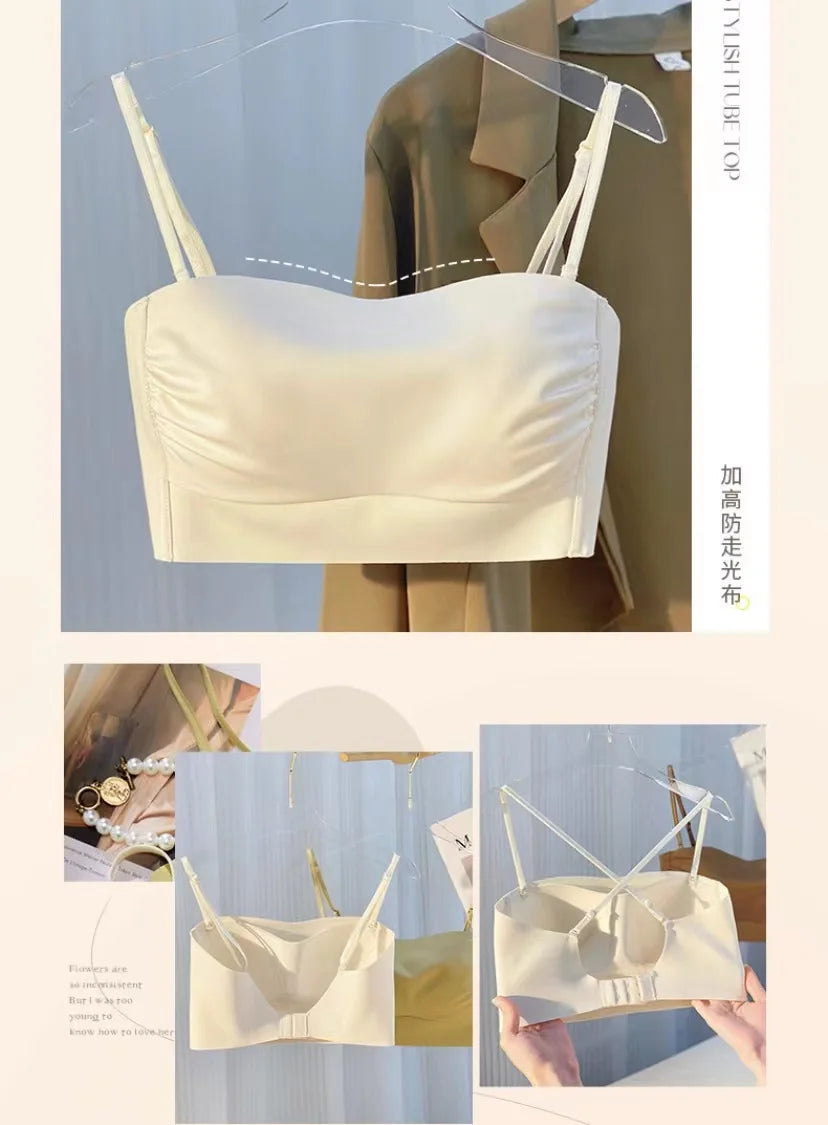 Bra Underwear For Women With anti Stray Light Wrap, Thin Shoulder Straps, Thin Back Vest, Sexy Bra, All In One For External Wear